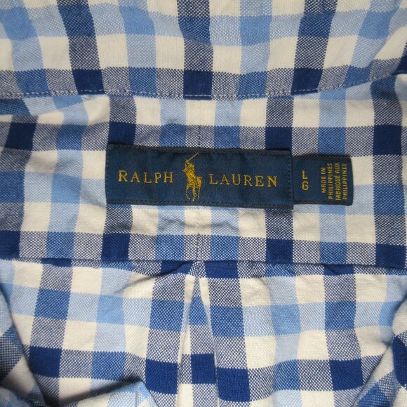 Ralph Lauren Blue Gingham Check Button-Down Shirt Size L – 100% Cotton, Classic - Picture 8 of 12